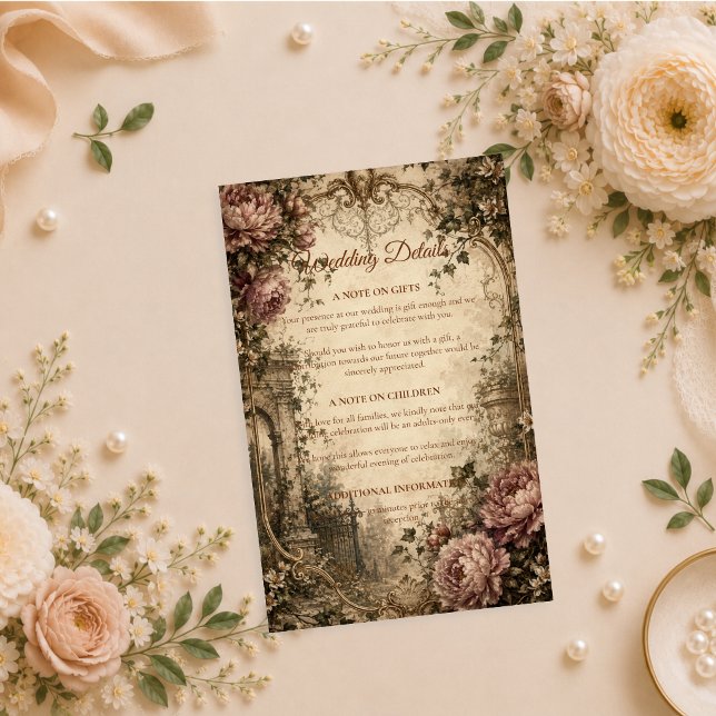 Elegant Vintage Botanical Wedding Enclosure Card (Creator Uploaded)