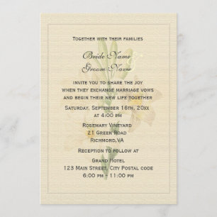 Elegant vintage botanical white lily wedding invitation