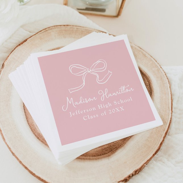 Elegant Vintage Bow Pink Graduation Napkin (Creator Uploaded)