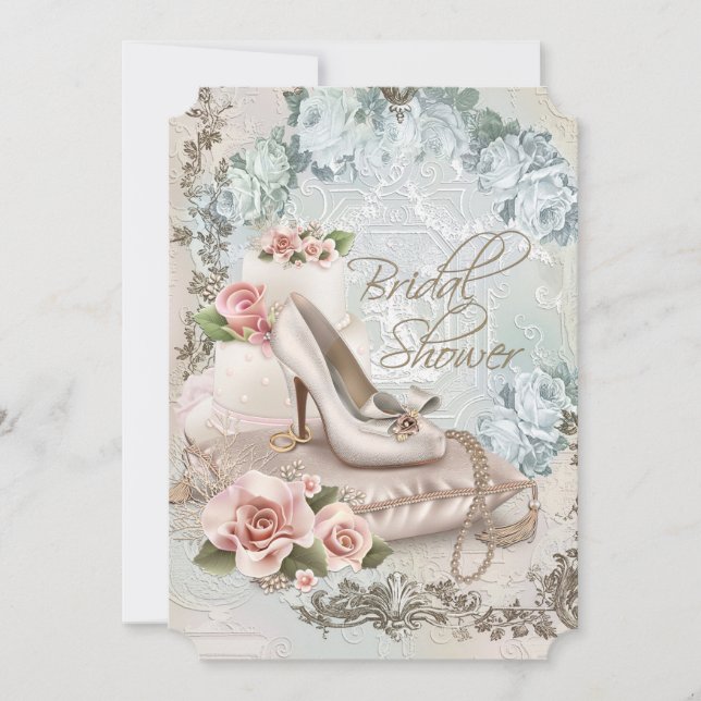 Elegant Vintage Bridal Shower Invitation (Front)