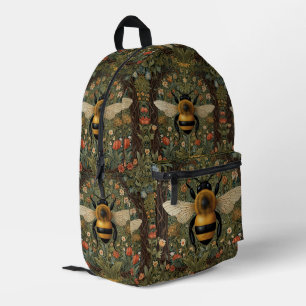 Elegant vintage bumblebee  botanical floral art printed backpack