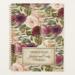 Elegant Vintage Burgundy Blush Pink Floral Wedding Planner<br><div class="desc">Rustic and romantic floral custom wedding planner for the bride and groom designed with beautiful burgundy,  plum purple,  and blush pink flowers on a vintage spiral-bound planner.  Personalise with the names of the bride and groom.</div>
