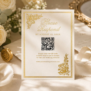 Elegant Vintage Burgundy Regency Wedding RSVP Card