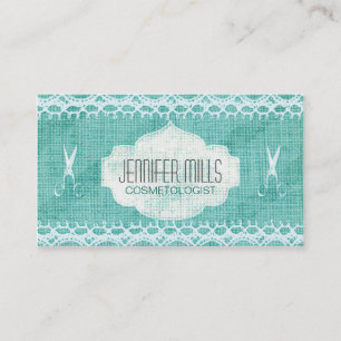 elegant vintage burlap lace hair stylist romantic appointment card