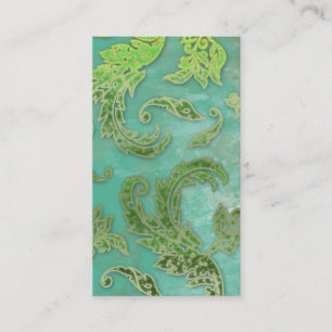 Elegant Vintage Business Card Verdigris Swirls Grn