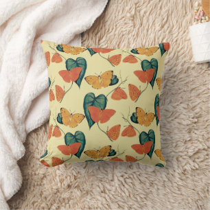 Elegant Vintage Butterflies and Leaves Pattern Cushion