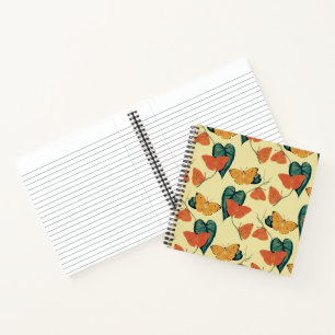 Elegant Vintage Butterflies and Leaves Pattern   Notebook