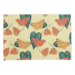 Elegant Vintage Butterflies and Leaves Pattern Pillowcase