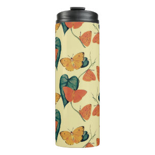 Elegant Vintage Butterflies and Leaves Pattern   Thermal Tumbler