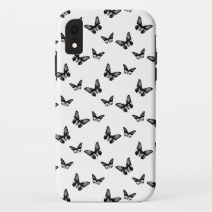 Elegant Vintage Butterflies Pattern B&W iPhone XR Case