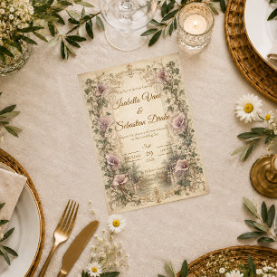 Elegant Vintage Calla Lily Wedding Invitation