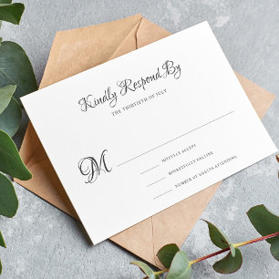 Elegant vintage calligraphy classic formal wedding RSVP card