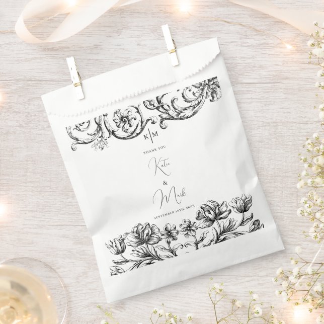 Elegant Vintage Calligraphy Script Wedding  Favour Bags (Clipped)