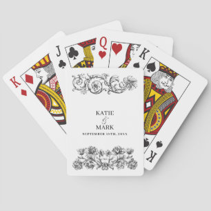 Elegant Vintage Calligraphy Script Wedding Favour Playing Cards