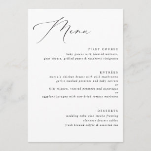 Elegant Vintage Calligraphy Wedding Menu