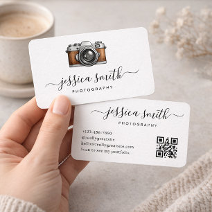 Elegant Vintage Camera Photography Logo Design Business Card
