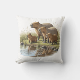 Elegant Vintage Capybara Family Cushion