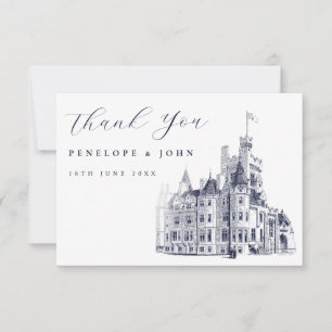Elegant Vintage Castle Destination Wedding  Thank You Card
