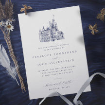 Elegant Vintage Castle Illustration Simple Wedding