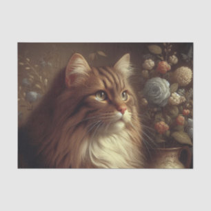 Elegant Vintage Cat Portrait Decoupage Tissue Paper