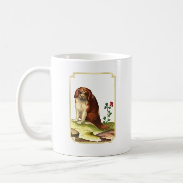 Elegant Vintage Cavalier King Charles Spaniel  Coffee Mug (Left)