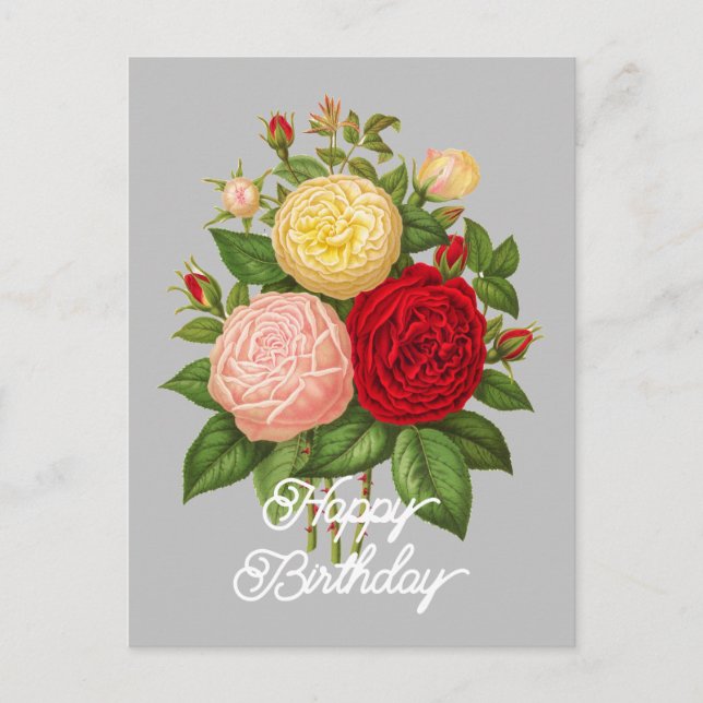 Elegant Vintage Céline Forestier Rose Birthday Postcard (Front)