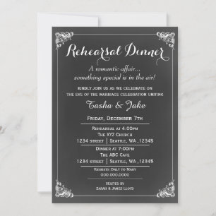 Elegant Vintage Chalk Rustic Rehearsal Dinner Invitation