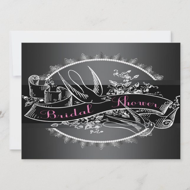 Elegant Vintage Chalkboard Bridal Shower Invitation (Front)