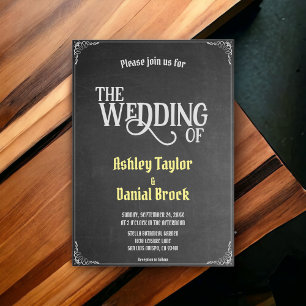 Elegant Vintage Chalkboard Script Retro Wedding Invitation