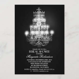 elegant vintage chandelier bridal shower invites