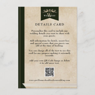 Elegant Vintage Chapter Page Wedding Card Insert
