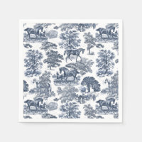 Elegant Vintage Chic Blue Horses Country Toile