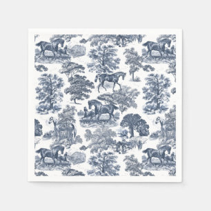 Elegant Vintage Chic Blue Horses Country Toile Napkin
