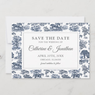 Elegant Vintage Chic Blue Toile Horse Save The Date
