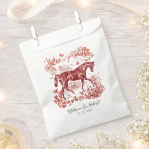 Elegant Vintage Chic Horse Red Toile Wedding Favour Bags