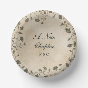 Elegant Vintage Chic Library Book Cover Wedding Paper Plate