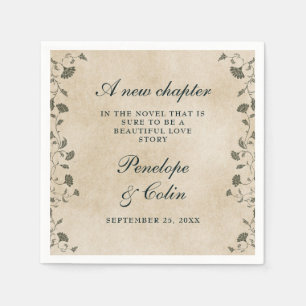 Elegant Vintage Chic Library Book Theme Wedding Napkin