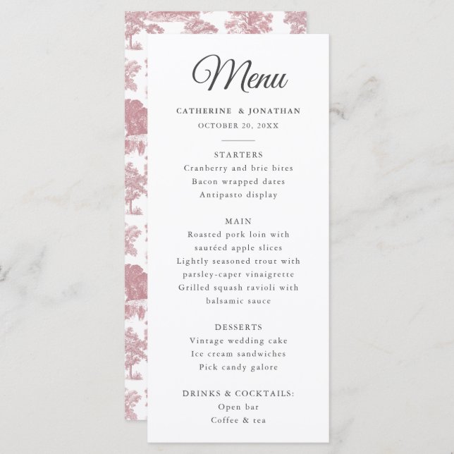 Elegant Vintage Chic Pink Horse Toile Programme (Front/Back)