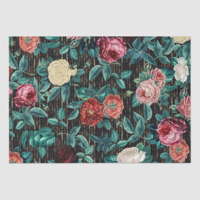 Elegant Vintage Chic Pink Roses Tissue Paper (Front)