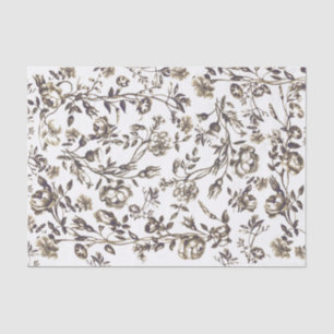 Elegant Vintage Chic Sepia Beige Floral Tissue Paper
