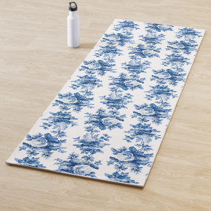 Elegant Vintage China Blue Roses Yoga Mat