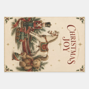 Elegant Vintage Christmas , Antique Toy Soldier Wrapping Paper Sheet