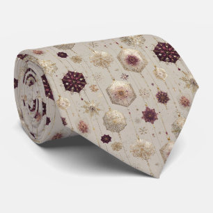 Elegant Vintage Christmas Baubles Plum Gold Tie