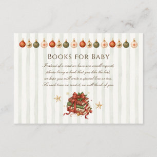 Elegant Vintage Christmas Books for Baby Shower Enclosure Card