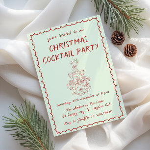 Elegant Vintage Christmas Cocktail Party Invitation