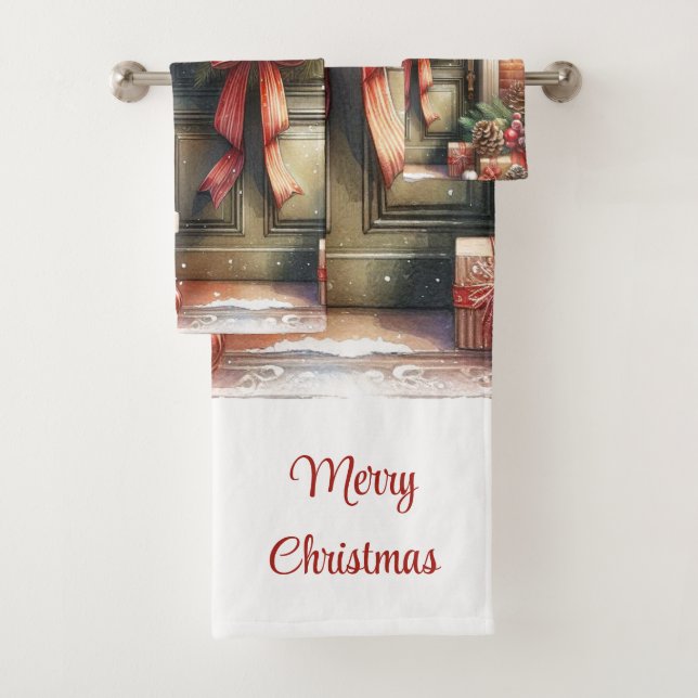 Elegant Vintage Christmas Holiday Home  Bath Towel Set (Insitu)