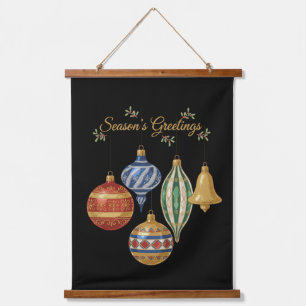 Elegant Vintage Christmas Ornaments Holiday Greeti Hanging Tapestry