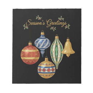 Elegant Vintage Christmas Ornaments Holiday Greeti Notepad