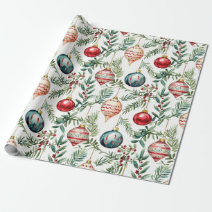 Elegant Vintage Christmas Ornaments Wrapping Paper