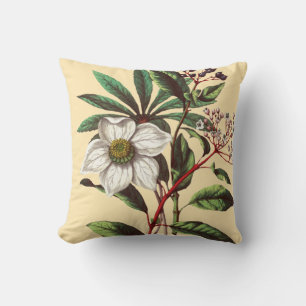 Elegant Vintage Christmas Rose Flower Beige Cushion